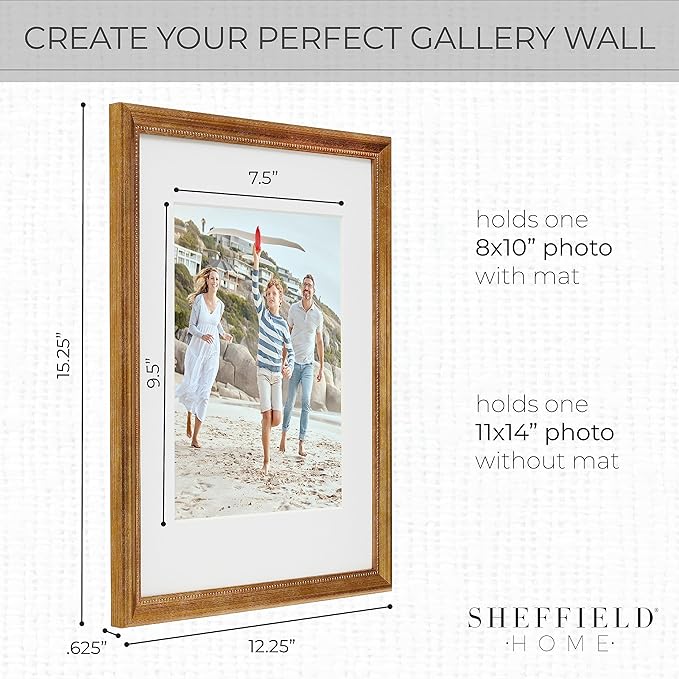 Sheffield Home 9 Piece Gallery Wall Frame Set, 11x14 Inch, Beaded Antique Bronze