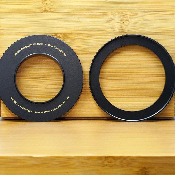 Breakthrough Photography 62mm to 67mm Step-Up Lens Adapter Ring for Filters, Made of CNC Machined Brass with Matte Black Electroplated Finish