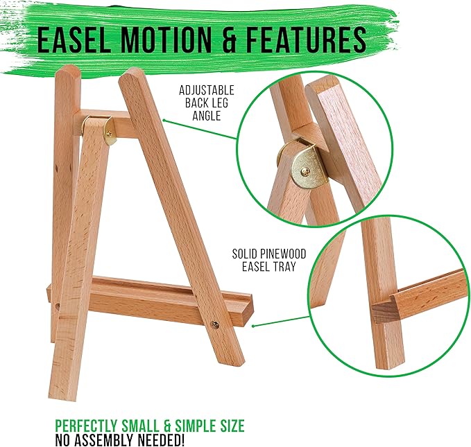 US Art Supply 10.5" Small Wooden Tabletop Easel (12 Pack) for Painting and Display Stand - A-Frame Table Top Easel, Canvas Holder