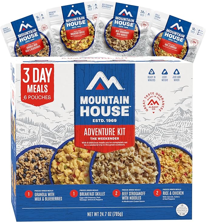 Mountain House Emergency Meal Assortment Kits, Freeze-Dried Survival Food Kit for Disaster Preparedness & Long-Term Storage, 30-Year Shelf Life