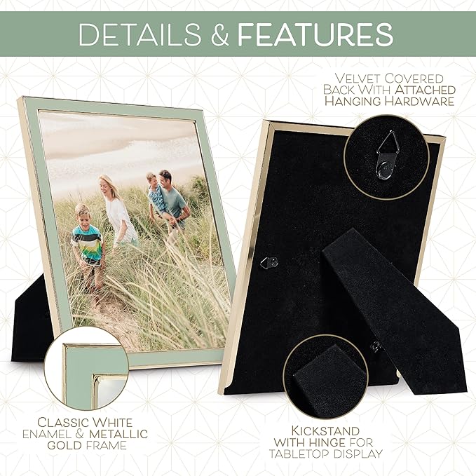Sheffield Home Tabletop Picture Frame – Iron Enamel Decorative Display Frame for Home or Office, 5x7 Inch, Mint