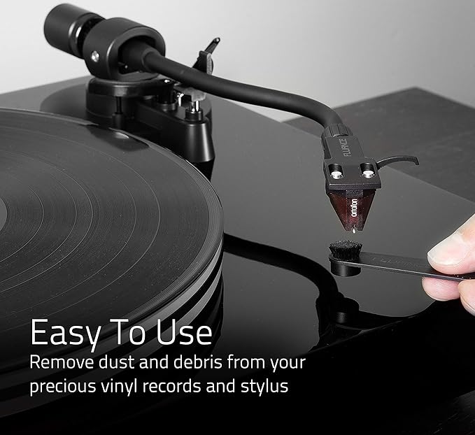 Fluance Vinyl Record & Stylus Cleaning Kit with 2-in-1 Anti-Static Carbon Fiber & Soft Velvet LP Brush and Stylus Brush (VB52)