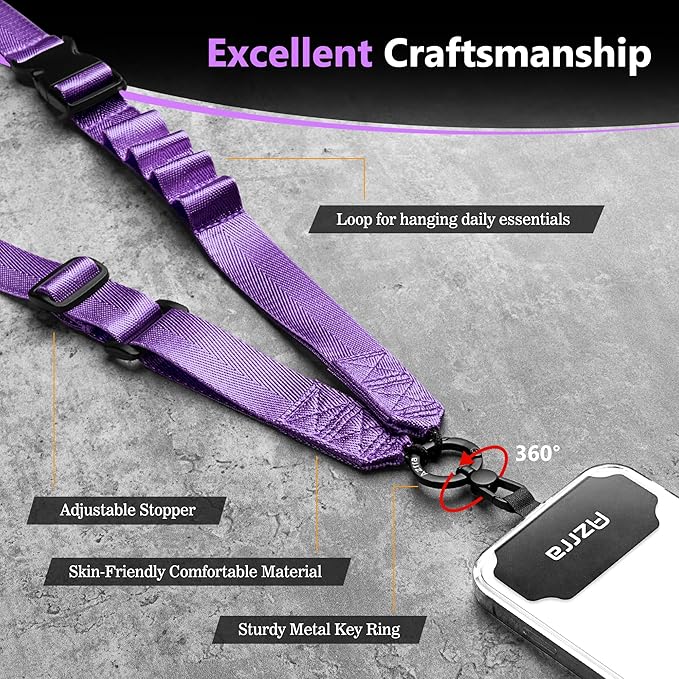 Azrra Adjustable Crossbody Phone Lanyard: Universal Crossbody Phone Strap Adjustable Cell Phone Lanyard for iPhone Samsung