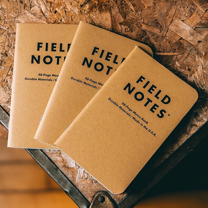 Field Notes: Original Kraft 3-Pack - Mixed Paper (1 Graph/Grid, 1 Ruled/Lined, 1 Plain/Blank) Memo Books - 48 Page Pocket Notebooks - 3.5" x 5.5"