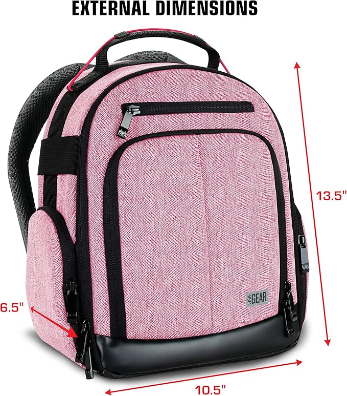 USA Gear Portable Camera Backpack for DSLR with Customizable Accessory Dividers, Weather Resistant Bottom and Comfortable Back Support - Compatible with Canon, Nikon, Sony, Fujifilm, and More (Red)