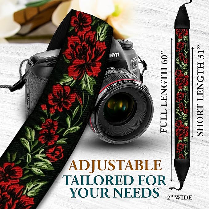 Art Tribute Camera Strap for All DSLR and Mirrorless Cameras. Add Your Name Or Initials Make It a Personalized Gift