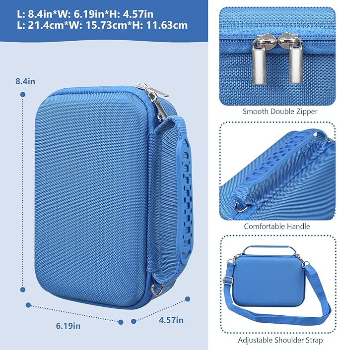 Hard Travel Case for Sony ZV-1F / ZV-1 / ZV-1 II Digital Camera, Protective Cases Bag Fits Vlogger Accessory Kit Tripod and Microphone, Extra Zipper Pocket fit Battery Charger, Blue