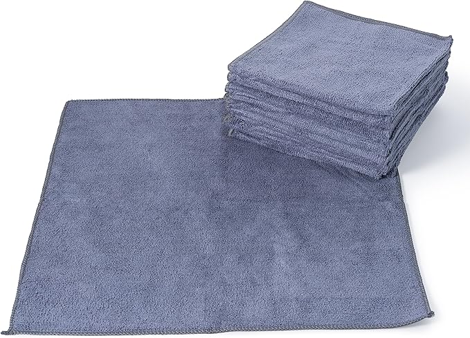USANOOKS Microfiber Cleaning Cloth Grey - 12 Pcs (12.5"x12.5") - High Performance - 1200 Washes, Ultra Absorbent Microfiber Towel Weave Grime & Liquid for Streak-Free Mirror Shine - Car Washing Cloth
