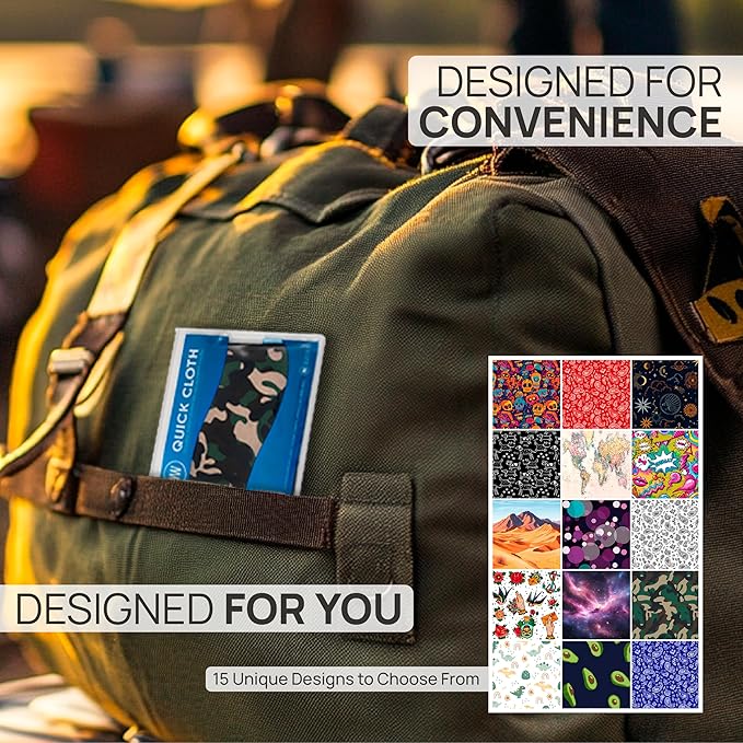Quick Cloth Microfiber Glasses Cleaning Cloths – 8x8, Camo, 1 Pack with Case | Double-Sided Lens Cleaner for Eyeglasses, Camera, Screens & Glass | Reusable Microfiber Glass Polishing Cloths