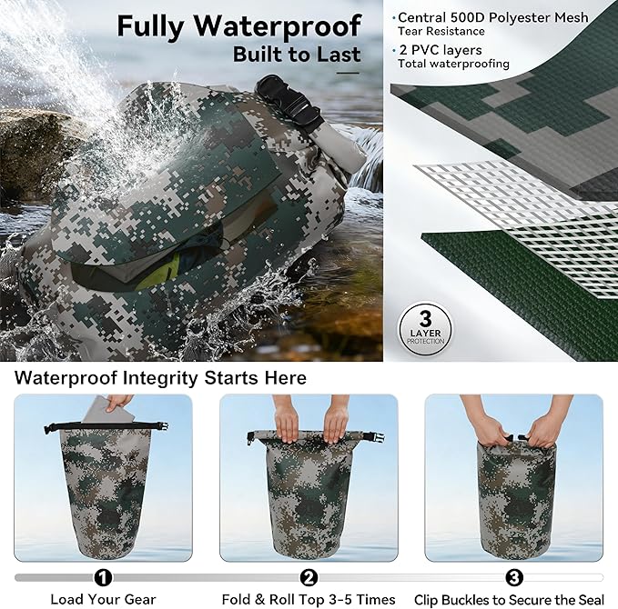 MARCHWAY Floating Waterproof Dry Bag Backpack 5L/10L/20L/30L/40L, Roll Top Sack Keeps Gear Dry for Kayaking, Rafting, Boating, Swimming, Camping, Hiking, Beach, Fishing