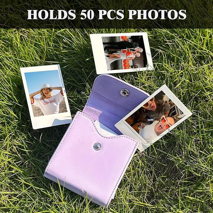 WOGOZAN Square Album for Fujifilm Instax Square/SQ1/SQ40/SQ6/SQ10/SQ20/SP-3 Instant Camera 2.9x3.4 Inch Film for Instax Square Film, Photo Album for Polaroid Mini Pictures, SQ Photo Pouch Bag (Purple)