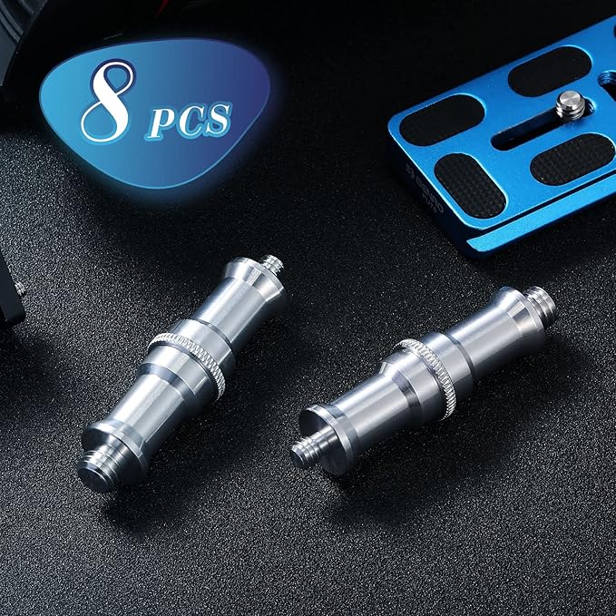 8 Pieces Standard 1/4 to 3/8 Inch Metal Male Convertor Threaded Screw Adapter Stud for Camera Tripod Studio Light Stand Wireless Flash Receiver