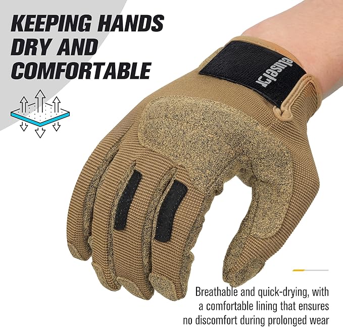 eLusefor Natural Tactile Shooting Glove: Seamless Wrap-Fingers Design, 360° Touchscreen Freedom, Customizable Badge