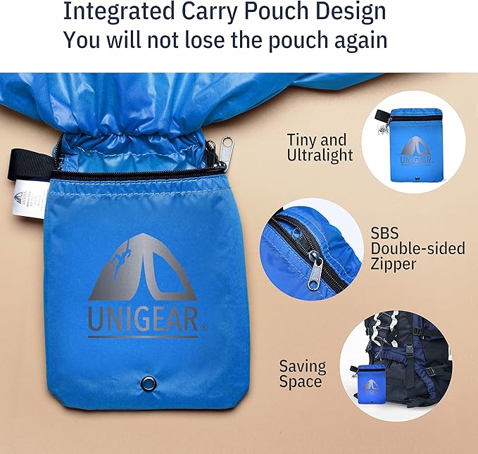 Unigear Backpack Rain Cover Waterproof Rating 5000mm, Ultraportable and Durable with 2 Anti-Slip Buckle Strap, Integrated Carry Pouch Design