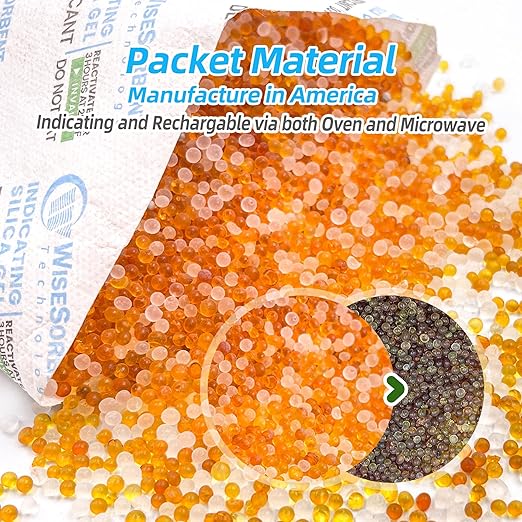5Pcs 100g Rechargeable Desiccant Packs, Indicating Silica Gel Packets, Moisture Absorbers for Storage, Gun Safe Dehumidifiers