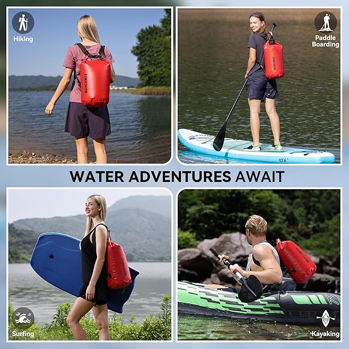 MARCHWAY Floating Waterproof Dry Bag Backpack 5L/10L/20L/30L/40L, Roll Top Sack Keeps Gear Dry for Kayaking, Rafting, Boating, Swimming, Camping, Hiking, Beach, Fishing