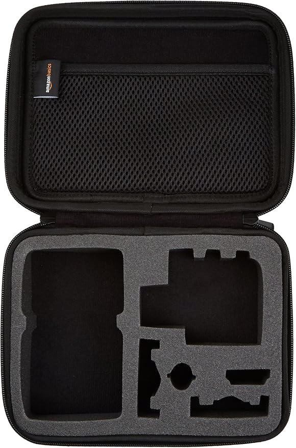 Amazon Basics Small Portable Protective Carrying Case for GoPro and Action Camera, Padded with Secure Handle, 9 x 7 x 2.5 inches, Black