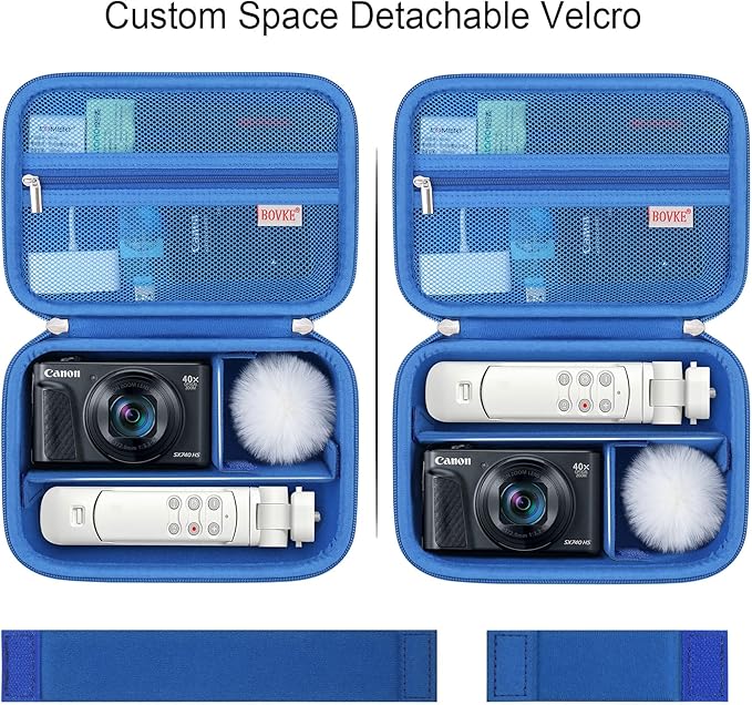 BOVKE Carrying Case for Canon G7X Mark III Mark II, PowerShot SX740 SX730, Sony ZV-1 II/ZV-1F Compact 4K Vlogging Digital Camera Travel Storage Bag for Tripod Microphone Cameras Accessory, Blue