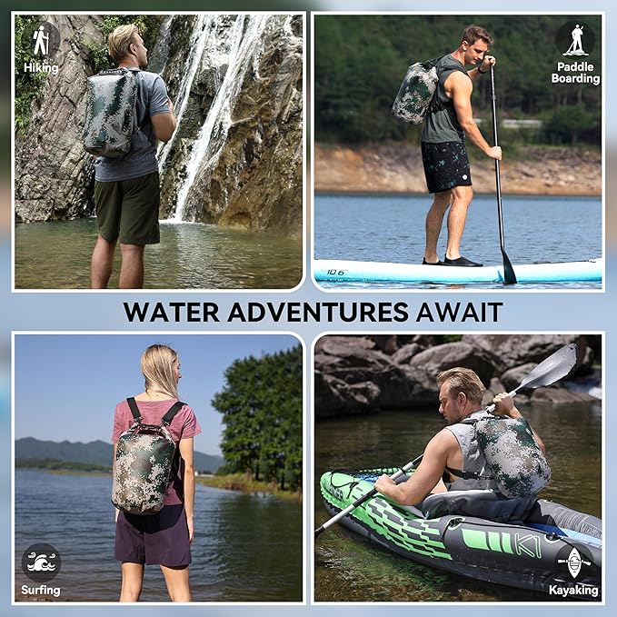 MARCHWAY Floating Waterproof Dry Bag Backpack 5L/10L/20L/30L/40L, Roll Top Sack Keeps Gear Dry for Kayaking, Rafting, Boating, Swimming, Camping, Hiking, Beach, Fishing