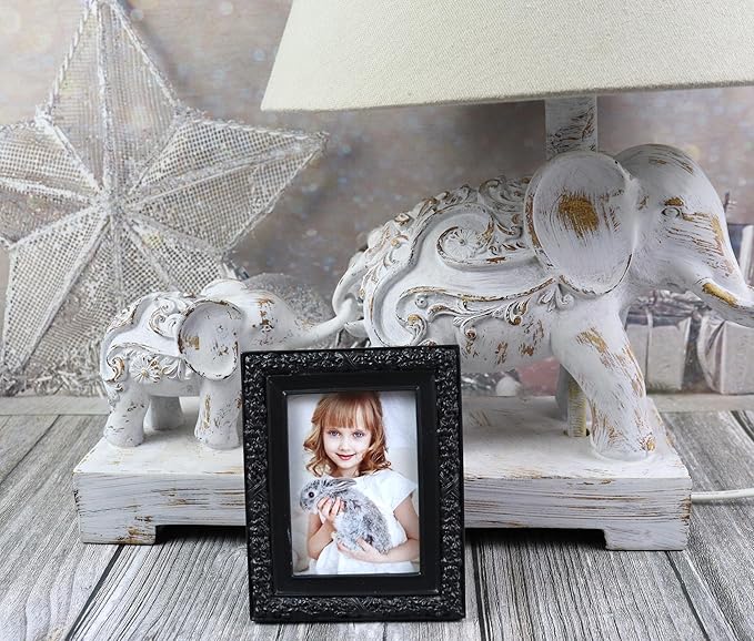 Hymmah 2.5 * 3.5Inch Mini Wallet Picture Frame Vintage Photo Frame Ornate Textured Hand-Crafted Resin Frame with Easel&Hook for Tabletop&Wall Display,Photo Gallery,Art