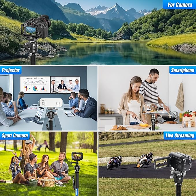 LEOFOTO Carbon Fiber Monopod with Feet, 59" Portable Lightweight Travel Monopod for DSLR Camera, 360° Panorama, 4 Leg Section, Modular 3 in 1
