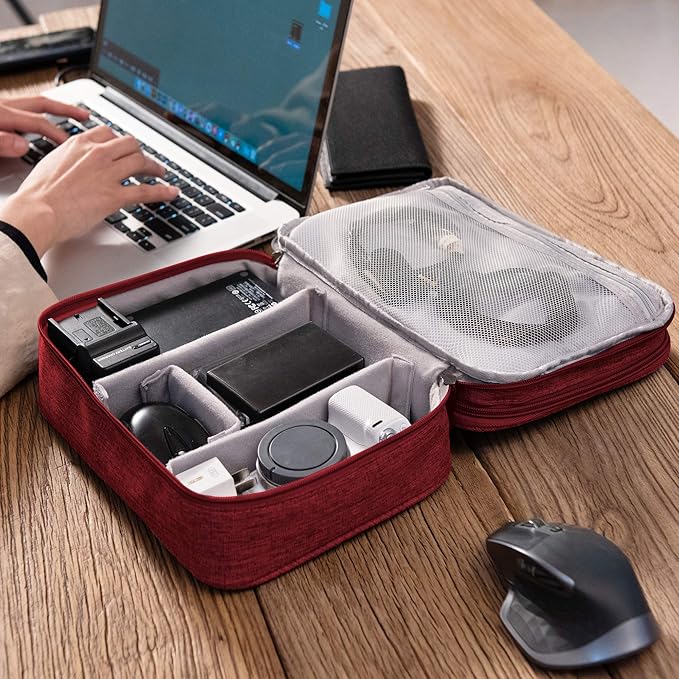 SELLYFELLY Electronic Bag Travel Cable Accessories Bag Waterproof Double Layer Electronics Organizer Portable Storage Case for Cable, Cord, Charger, Phone, Adapter, Power Bank, Kindle, Hard Drives