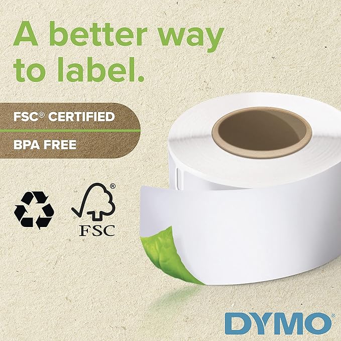 DYMO LW Self-Adhesive Name Badge Labels for LabelWriter Label Printers, White, 2-1/4'' x 4'', 1 roll of 250 (1760756)