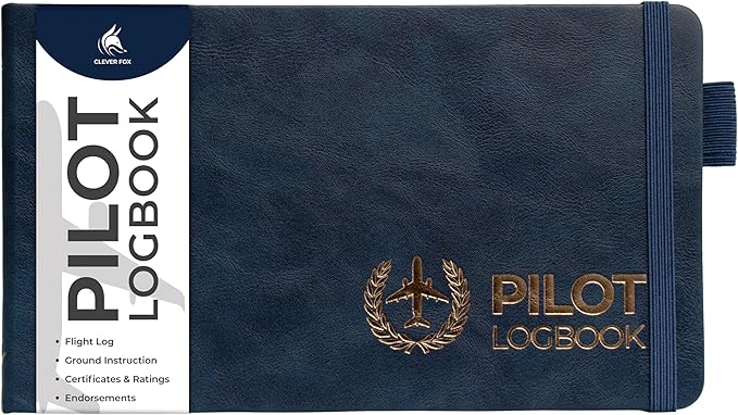 Clever Fox Pilot Logbook – Hardcover Flight Log Journal for Professional & Student Pilots – Aircraft Record Book, Aviation Gifts & Gear (Skyline Blue)