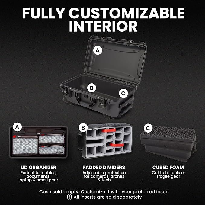 NANUK 935 Hard Case – Waterproof Equipment Case with Wheels, 22” x 14” x 9” – Dustproof and Impact Resistant, Airline Carry-On Approved – Graphite