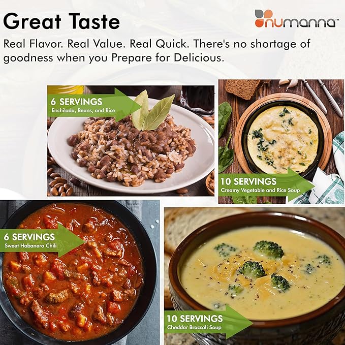 NuManna Grab-n-Go Bucket– 80 Servings, 12 lbs Freeze-Dried Premade Meals | 25+ Year Shelf Life | Non-Perishable, Ready-to-Eat Breakfast & Dinner, Everyday Meals & Pantry Essentials | Emergency, Camping & Survival Food Kit | Made in USA