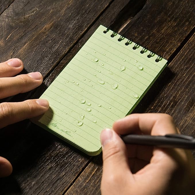 Rite in the Rain Weatherproof Top Spiral Notebook, 3" x 5", Green Cover, Universal Pattern, 3 Pack (No. 935-3)