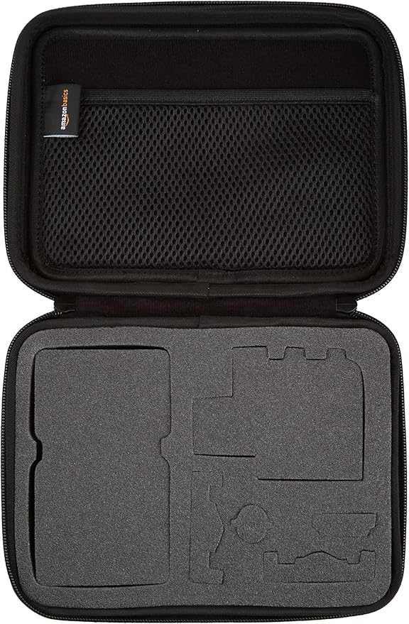 Amazon Basics Small Portable Protective Carrying Case for GoPro and Action Camera, Padded with Secure Handle, 9 x 7 x 2.5 inches, Black