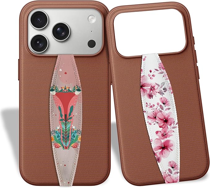 Switchbands Universal Phone Grip Strap – Pack of 2, Customizable & Reversible Elastic Phone Strap Grip Holder, Ultra-Slim Hand Strap for Phone Case for Almost All Phone Cases - Boho Bouquet