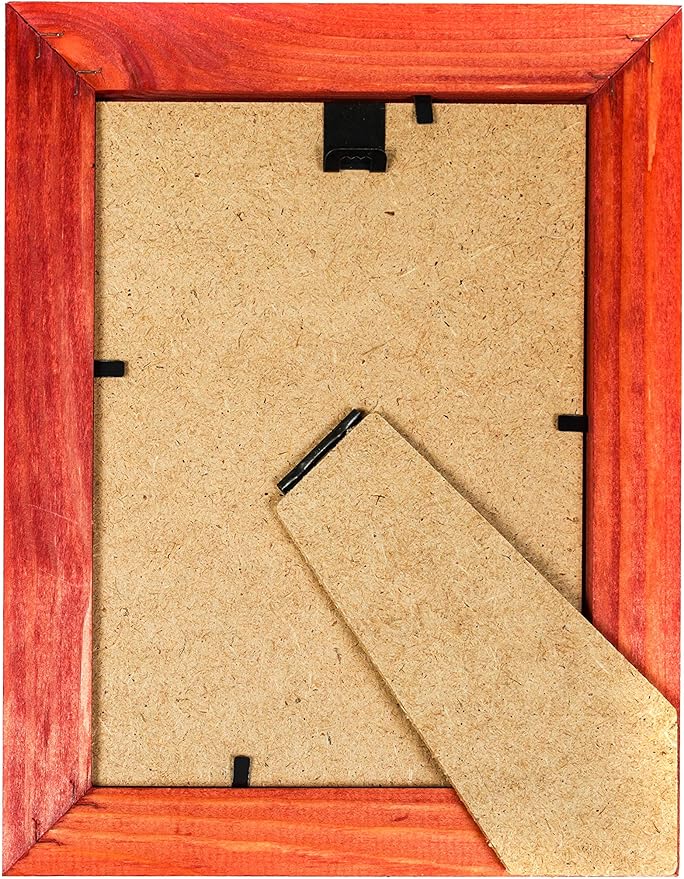 Rustic Wooden Picture Frame 4x6 Inch - Set of 2-100% Natural Eco Barn Wood with Real Glass - Made for Wall Hanging and Tabletop Display - Red