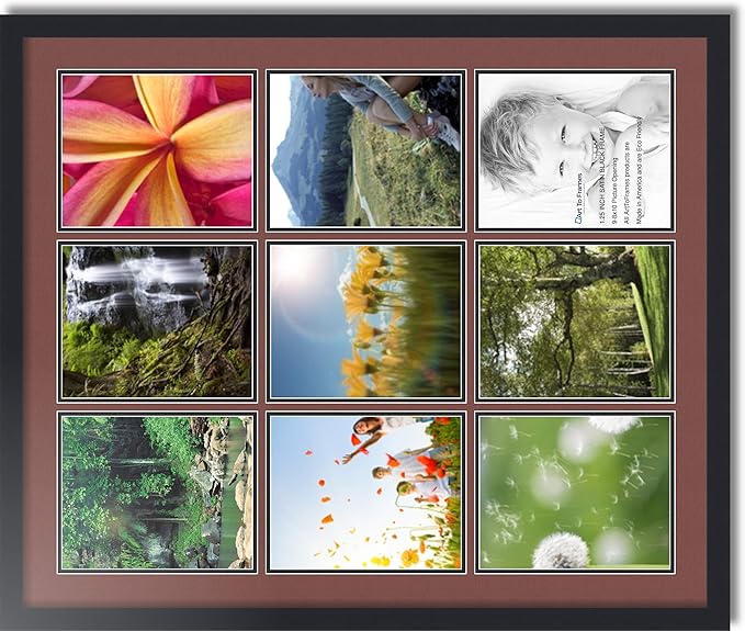 ArtToFrames Collage Photo Frame Double Mat with 9-8x10 Openings with Satin Black Frame and Brique mat.