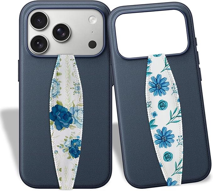 Switchbands Flower Phone Grip Strap – Reversible & Customizable Finger Holder for Phone Back, Wireless Charging Compatible, Detachable Phone Holder for iPhone & Android - Blooming Blue