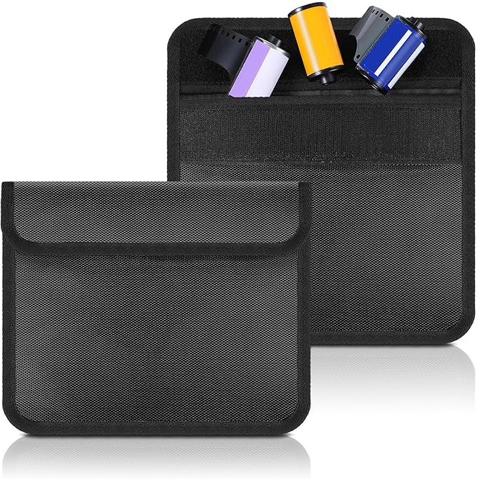 Cosblank 2 Pieces Filmguard Bag Waterproof Storage Carrying Case Xray Proof Bags Film X-Ray Protector Radiation-resistant Bag for Photographers Tourists Travelers, Black(711-12B Medium)