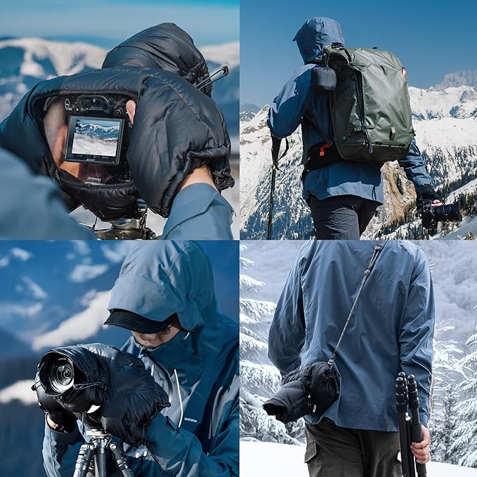 PGYTECH Camera Cold-Proof Warm Cover for DSLR Cameras with 150mm-450mm Lens, Winter Cover Protector, Adjustable Snowproof and Waterproof Camera Lens Sleeve
