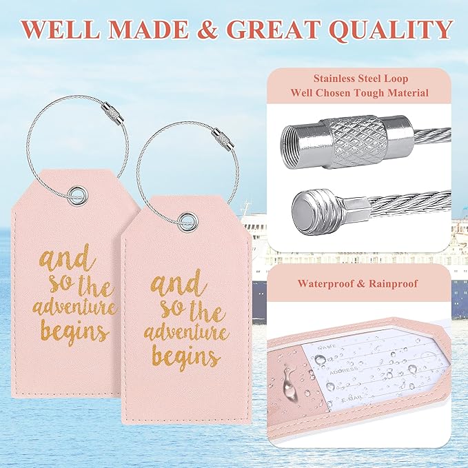 4 Pack Luggage Tag, Personalized Luggage Tags for Suitcases, Cute Bag Tags for Backpacks Handbag School Instrument with Name ID Label Travel Essentials, Unique Fun Baggage Tags
