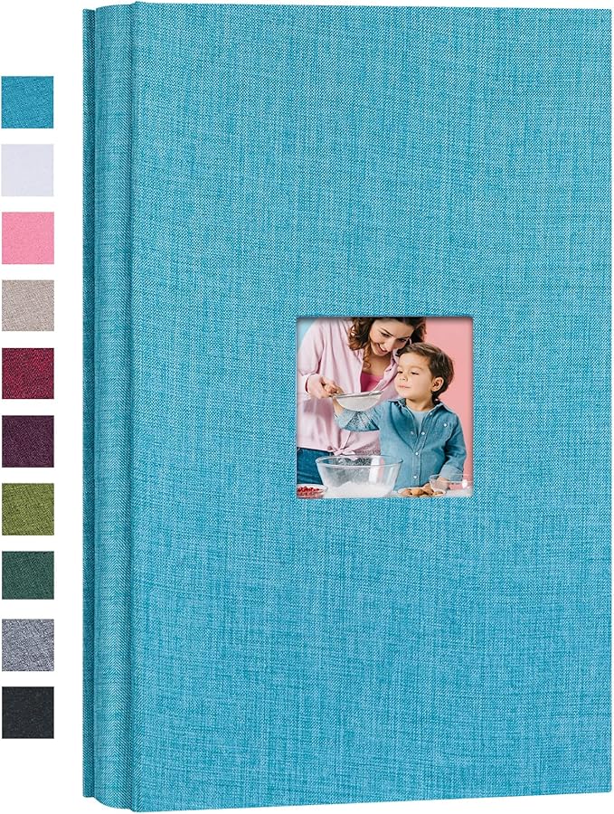 Mublalbum Small Photo Album 4x6 300 Photos Linen Cover Picture Book with Horizontal Pockets for Wedding Family Anniversary and Baby (Blue)
