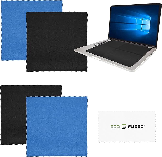 Eco-Fused Microfiber Cleaning Cloth - 16x16 Inch Microfiber Cloth - Pack of 4 Large Cleaning Cloths - Microfiber Cleaning Cloth for Electronics and Monitors