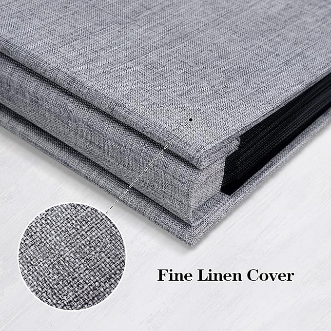 Mublalbum Small Photo Album 4x6 200 Photos Linen Cover Picture Book with Horizontal Pockets for Wedding Family Anniversary and Baby (Gray)