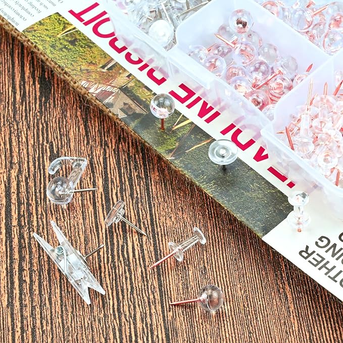 260 Pcs Push Pins Set 5 Styles Clear Thumb Tacks Map Pins Assorted Push Pins for Bulletin Board, Cork Board
