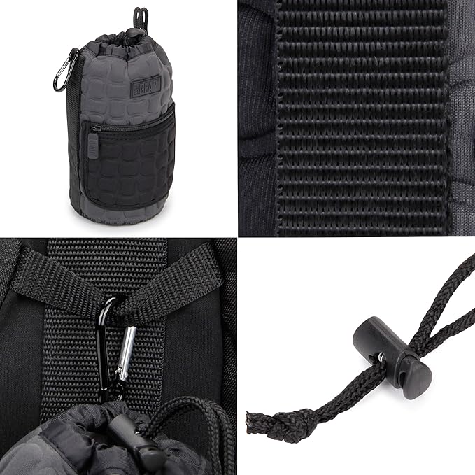 USA Gear FlexARMOR-X Large Lens Case Pouch with Deluxe Padded Neoprene Protection - Fits Camera Lenses up to 7.87" x 3.80", Drawstring Opening, Carabiner Clip, Zippered Storage Pocket