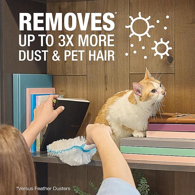 Bona High Performance Dusting System - 1 Compact Handle, 5 Disposable Dusters, & 1 Reusable Duster - Compact Dusting Kit Removes Dust & Pet Hair