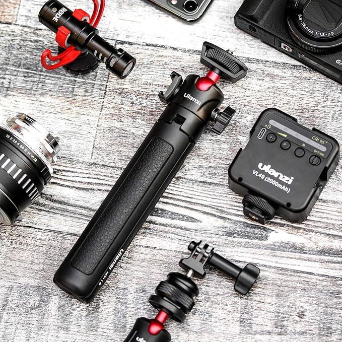 Ulanzi MT-16 Camera Tripod Stand Holder, Mini Tabletop Tripod Selfie Stick with Cold Shoe for iPhone 17 Canon G7X Mark III Sony ZV-1 RX100 Osmo Pocket3 Osmo Nano Vlogging Filmmaking Live Streaming