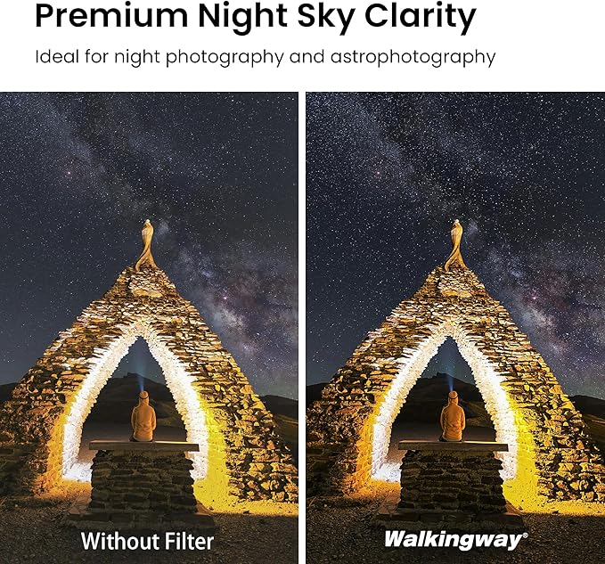 Walking Way 52mm Natural Night Filter for Light Pollution Reduction Nano-Coated Optical Glass for Night Sky/Astrophotography/Star Clarity Anti-Light Pollution Filter