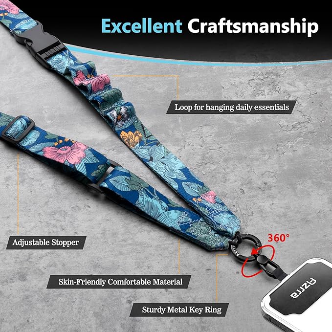 Azrra Adjustable Crossbody Phone Lanyard: Universal Crossbody Phone Strap Adjustable Cell Phone Lanyard for iPhone Samsung