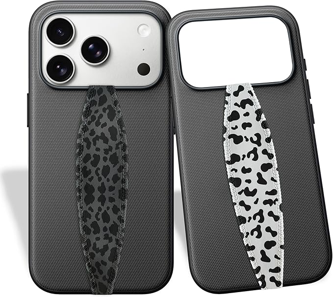 Switchbands Phone Grip Strap - Reversible Finger Holder for Phone Back, Customizable Anti-Slip Design, Wireless Charging Compatible Detachable Holder for iPhone - Leopard Night