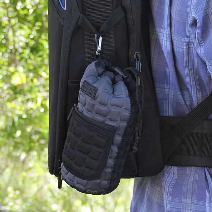 USA Gear FlexARMOR-X Large Lens Case Pouch with Deluxe Padded Neoprene Protection - Fits Camera Lenses up to 7.87" x 3.80", Drawstring Opening, Carabiner Clip, Zippered Storage Pocket
